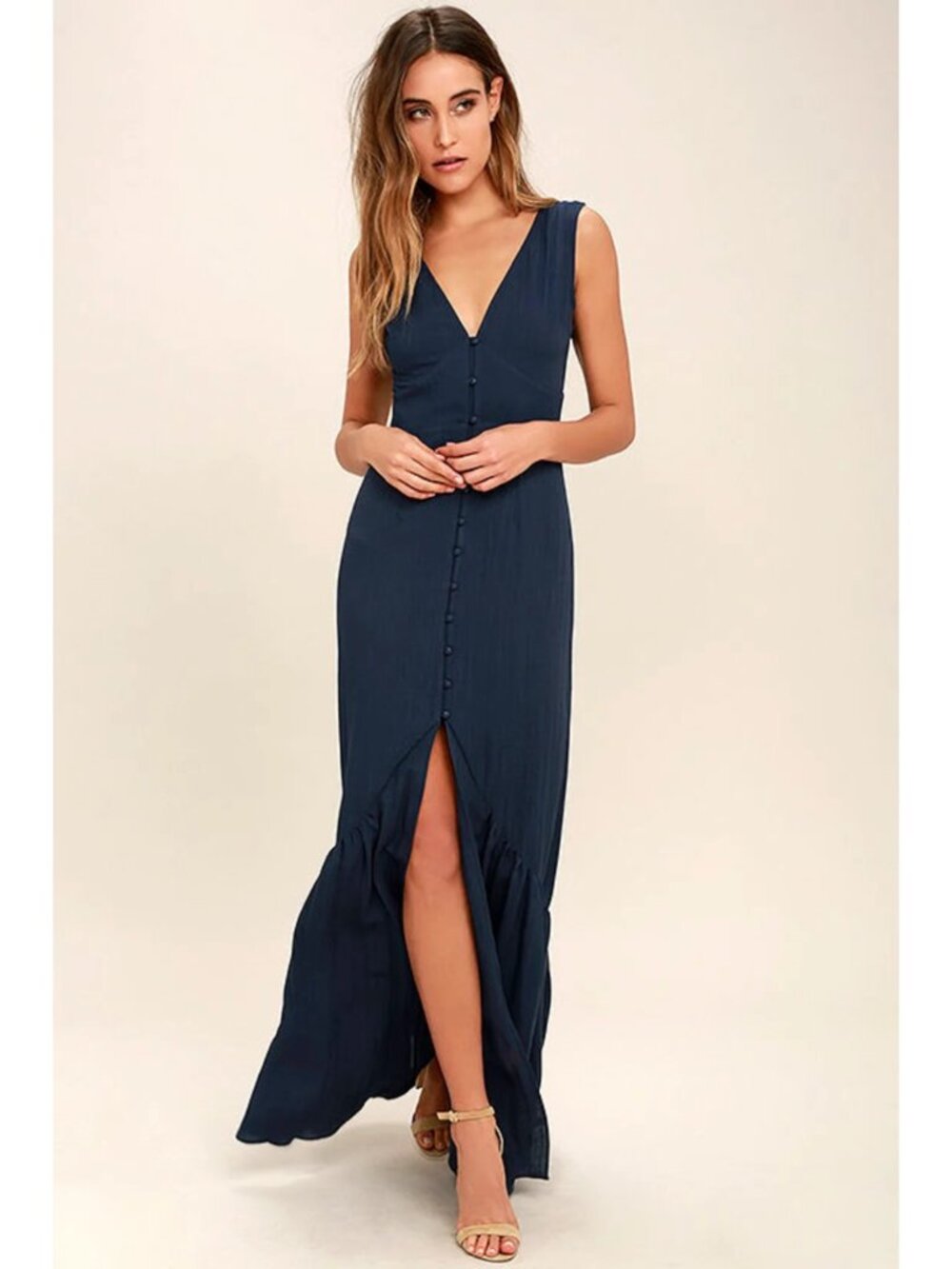Lulu's Simpatico Navy Blue Maxi Dress